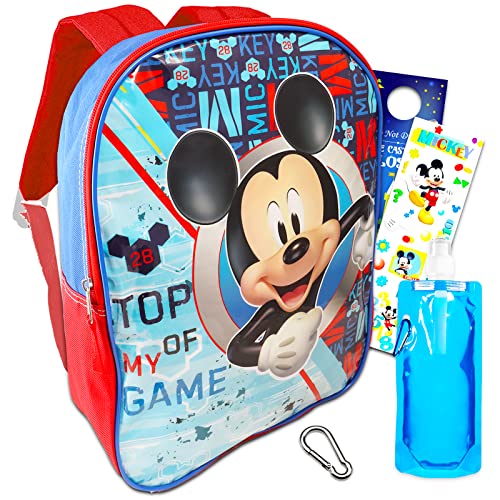 Mickey Mouse Backpack For Kids - 16" Mickey Mouse Backpack With Stickers, Mickey Water Pouch, Backpack Clip And More | Mickey Mouse School Bag #TOP20