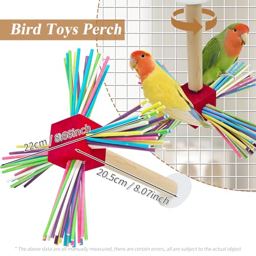 Image of Bird Perch Toy for Cage,Spinning Windmill Bird Perch Toy,360 Rotating Chewable Stand with Grinding Sticks,Interactive Cage /Tabletop Training Toy for Parakeets,Cockatiels,Lovebirds (Mixcolor, Square)