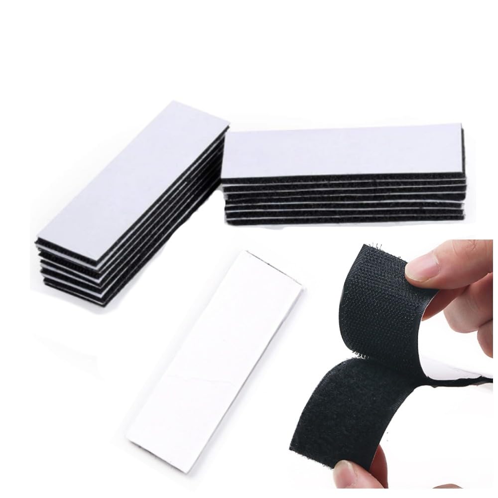 Lovgrin Heavy Duty Adhesive Tape, 20 PCS Double Sized Sticky Back Hook Loop Strips Square Wall Fasten Mounting Tape, Industrial Strength Sticky Pads for Office or Home Carpet Mats 3 * 10cm