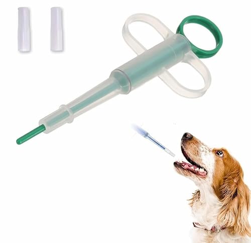 TUKNN Alimentador Medicamentos Jeringas, Dispensador de Medicamentos Pastilla para Mascotas, Jeringa de Silicona para Mascotas, con Punta Suave, para Pequeñas Mascotas Perros Gatos, Verde