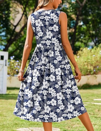 Image of Zeagoo Women's Summer Tank Midi Dress with Pockets Floral Sleeveless A-Line Casual Loose T-Shirt Dresses Beach Sundress 2026