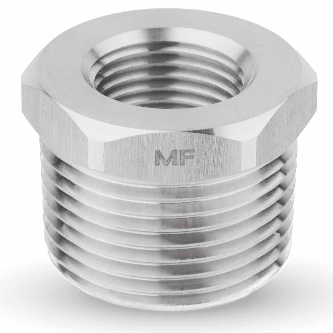MAACFLOW MAACFLOW Stainless Steel 3/4" Male NPT to 3/8" Female NPT Adapter Reducer Hex Bushing (Thread OD 1.02" - ID 0.58") (Pack of 1)