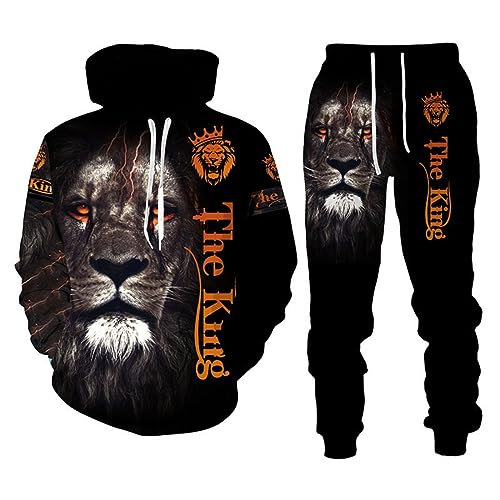 RIAAJ 3D Tiger Pullover Anzug lion Herren Hoodies Jogger Set Leopard Hoodie...