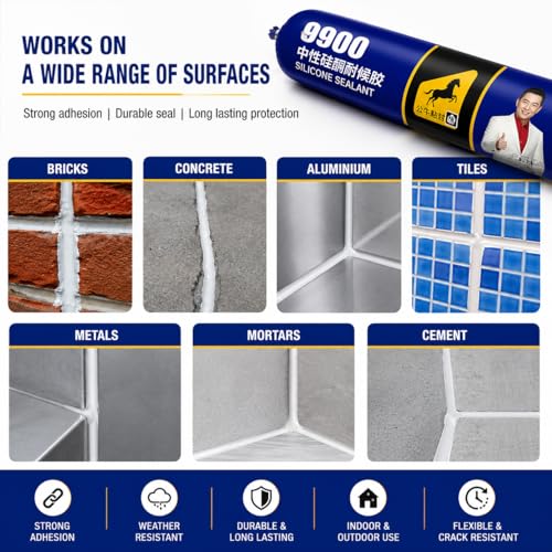 Image of FLASHFOX Waterproof Silicone Sealant Adhesive 750gm | Roof Leakage Repair Waterproof Sealant | Flexible & Paintable | For Concrete, Metal, Steel, Tiles & Water Tank
