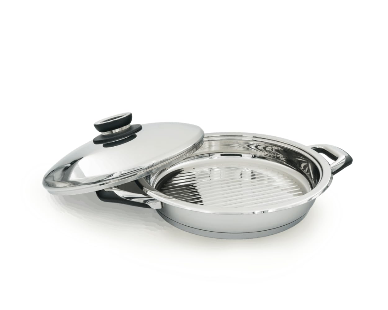 Ecovitam Bistecchiera Acciaio Inox 18/10 - Diametro 28 cm - per Tutti i Piani Cottura - Termometro Integrato - Made in Italy