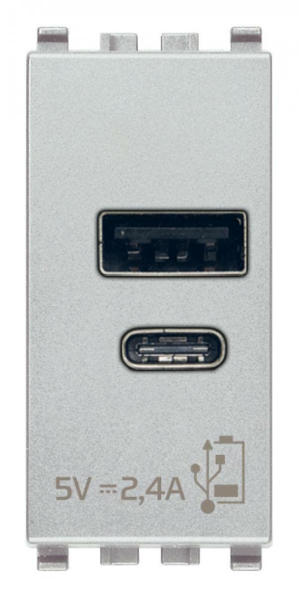 VIMAR 20292.AC.N Alimentatore USB A+C 5V 2,4A 1M Next