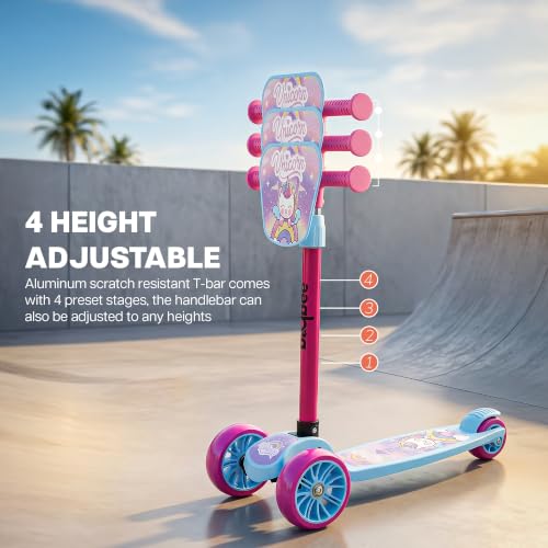 Image of Baybee Trickster Baby Kick Scooter for Kids | Foldable 3 Wheel Kids Scooter with 4 Height Adjustable & Foot Brake | Runner Scooters with Magic Board | Skate Scooter for 2+ Years Boy Girl (Sky Blue)