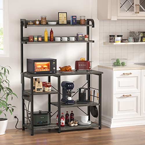 Topfurny Baker's Rack With Power Outlet, Coffee Station, Microwave Oven Stand, Kitchen Shelf, Microwave Cart, 7-Tier Microwave Stand Or Coffee Bar Table Organizer, For Spice, Pots And Pans Organizer #TOP1