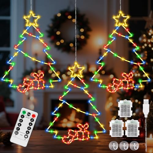 Joellfuner 3PCS Weihnachtsbeleuchtung Fenster, 23x30cm Fensterdeko...