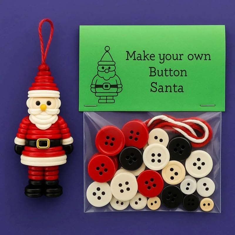 DIY Weihnachtsknopf-Ornament-Set, Lustige Feiertags Produktbild-Vorschau 8