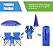 Goplus Double Camping Chair with Umbrella, Folding Loveseat Chairs w/Canopy Shade, Carrying Bag, Table, Cup Holder, Portable Beach Chairs Outdoor Picnic Patio (Blue)