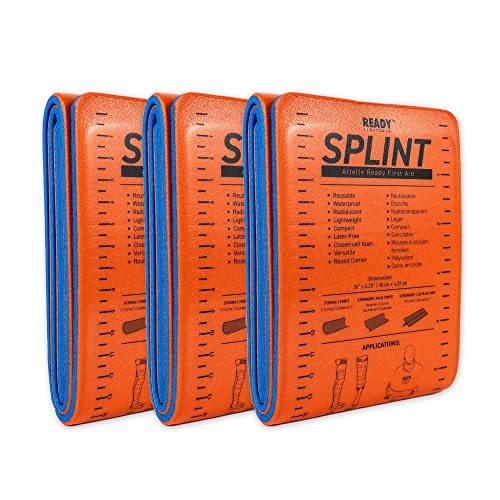 Ready First Aid - Aile de mousse (4.25"x36), noyau en aluminium, léger, radiolucide, imperméable, aileron de fracture réutilisable pour soutenir les membres fracturés, blessés dans la randonnée, camping, aventure (3-Pack)
