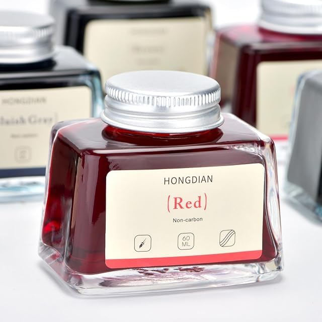 Image of HONGDIAN, Ink Bottle - Non Carbon | RED | 60ml Premium Writing Ink.