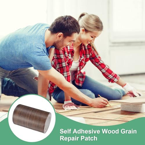 Image of M METERXITY 1-Roll Wood Grain Repair Tape, 3.15in x 15ft Textured Realistic Self-Adhesive Wood Floor Tape Contact Paper for Furniture /Floors /Home [Dark Brown Pine]
