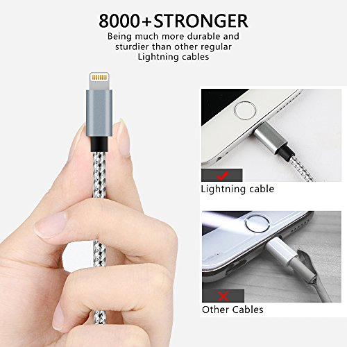 Iphone Charger, 4Packs(3Ft 6Ft 6Ft 10Ft)Charging Cable Mfi Certified Usb Lightning Cable Nylon Braided Fast Charging Cord Compatible For Iphone13/12/11/X/Max/8/7/6/6S/5/5S/Se/Plus/Ipad(Grey+ White) #TOP2