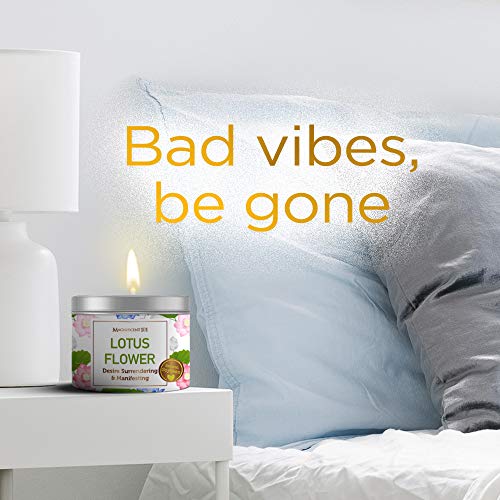 Magnificent 101 Lotus Flower Aromatherapy Candle For Desire Surrendering And Manifesting, Banishes Negative Energy I Purification And Chakra Healing - Natural Soy Wax Tin Candle For Aromatherapy 6Oz #TOP5