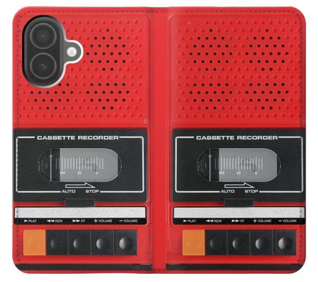 Housse cuir iPhone 17 étui graphique cassette flip case protection intégrale - 3