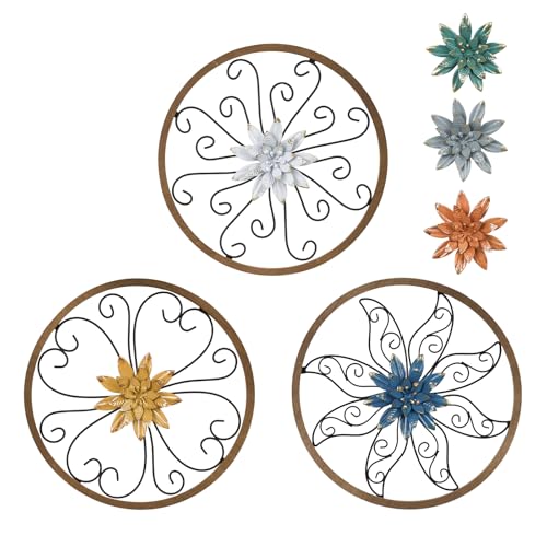 Décoration murale en métal lot de 3 suspensions rustiques pour maison