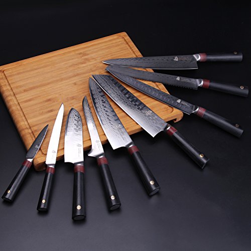 TUO Damascus Kiritsuke Chef knife 8.5 inch - Japanese Damascus AUS-10 67-layers - Dragon Pattern - Dishwasher Proof G10 Handle - Ring-D Series - Thumbnail 5