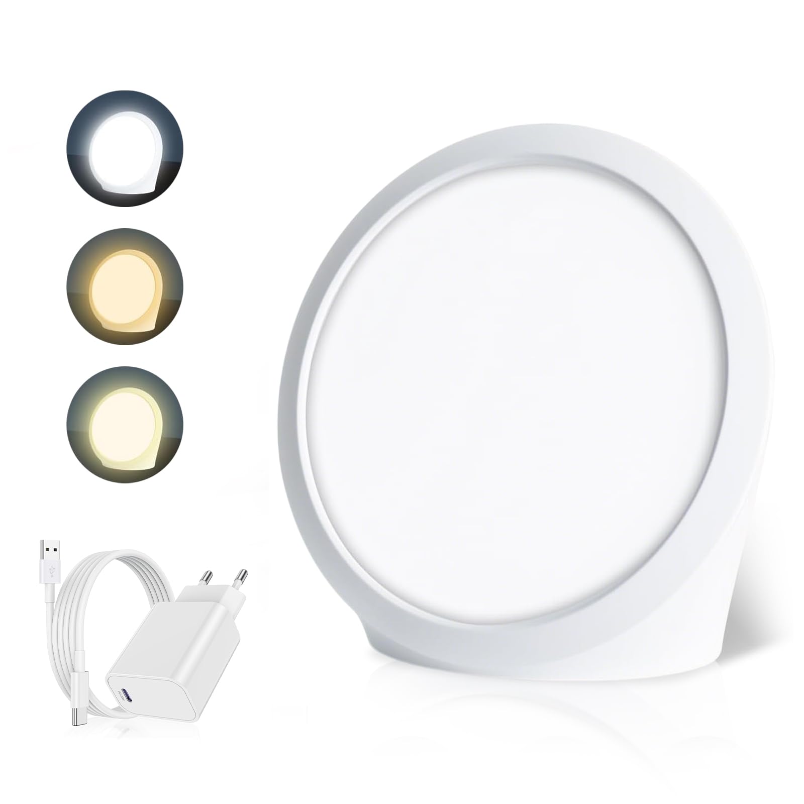 Regulable Lámpara Luminoterapia 10000 Lux, Aumentar Energía, Lámpara Luz Diurna Momento, 3 Temperaturas 5 Brillo, Lámpara Espectro Completo sin UV Adecuada Oficina Hogar