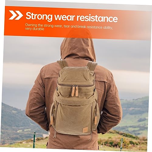 YARNOW 1Pc Large Capacity Canvas Backpack for Men Retro Outdoor Rucksack with Strap Lightweight Durable for Travel Hiking and Camping Activities4