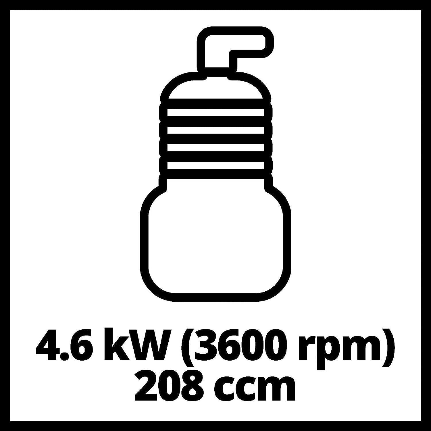 Einhell GE-PW 46 Motopompa (motore benzina 4 tempi, 4600 W - 6,3 HP, portata max 23000 L/h, prevalenza 26 m, altezza aspirazione max 6,5m, serbatoio benzina 3,6 l, dispositivo arresto mancanza olio)