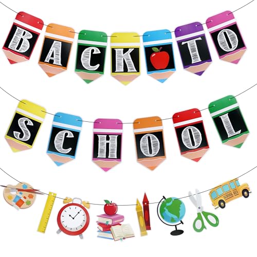 Welcome Back to School Banner Back to School Party Hanging Decor of Kindergarten for Classroom Decorations Office Home Decor School Party Supplies