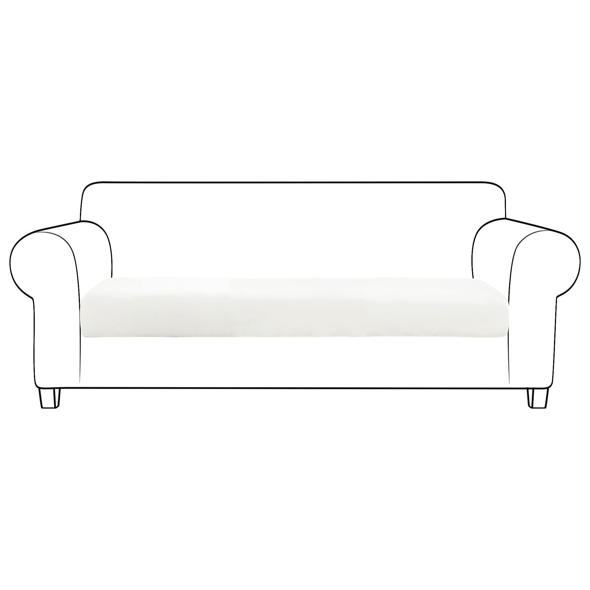 SVFOEBJM Velvet Sofa Seat Cushion Covers, Sofa Cushion Covers Stretch Couch Cushion Cover Soft With Elastic Bottom Sofa Seat Cover For Chair Sofa-white-3-seater