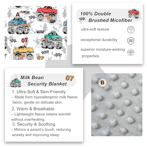 Image of Viviland Toddler Nap Mat with Pillow and Minky Blanket,Rolled Large Sleeping Mat for Boys, Kids Slumber Bag Nap Mat for Preschool, Daycare, Kindergarten, Travel Camping - Monster Truck