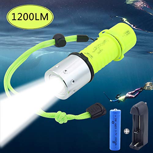 CooiLight Upgraded Version Diving Flashlight Cree XM-L2 LED, 1200 Lumens Diving Lights