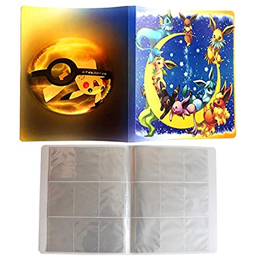 ESOOR Guía de colección Profesional Álbum de Cartas coleccionables para Pokémon - GX-EX-TCG - Naipe - 162 Ranuras para Tarjetas Puede Contener 324 Cartas - (Pikachu Cover Blue Deluxe Edition)
