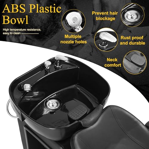 Betisef ABS Plastic Shampoo Bowl Chair,Barber Backwash Chair, Hair washing station for Spa Beauty Salon