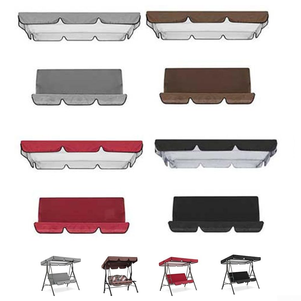 2 3 Seater Outdoor For Garden Swing Canopy Waterproof Replacement Cover Set Polyester Swing Chair Accessories (142 * 120 * 18cm Black)