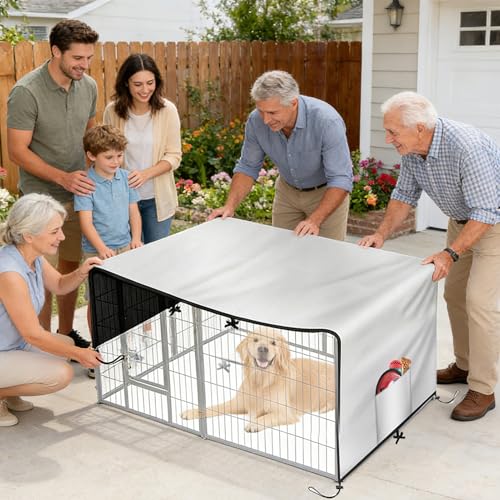 Housse de niche pour chien imperméable avec pare-soleil grande cage terrasse