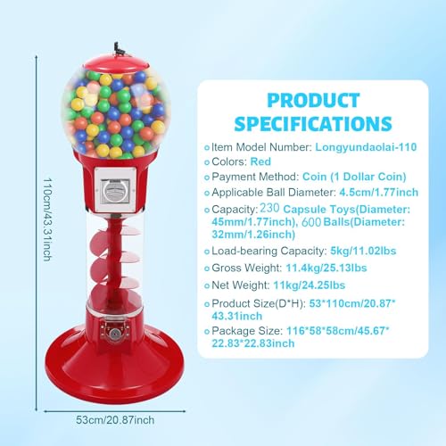 Il distributore automatico dei bambini, il distributore commerciale, la macchina di Gumball, può ospitare 600 1,2 pollici o 230 guanti da 1,7 pollici/capsule, adatto a guanti da 32-50mm (E)