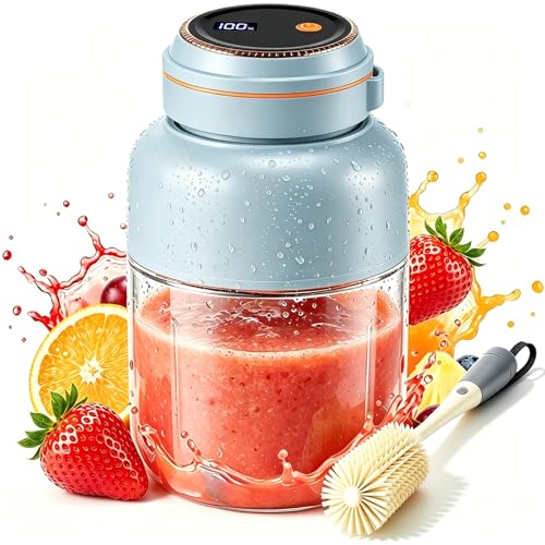 Image of 2026 Upgraded Portable Wireless Juicer Cup, 28 /45 Oz Cordless Electric Juicer Blender with 38 Blades, Leakproof Rechargeable USB-C Personal Blender for Ice Crushing Shakes Smoothies (Blue-49 Oz)