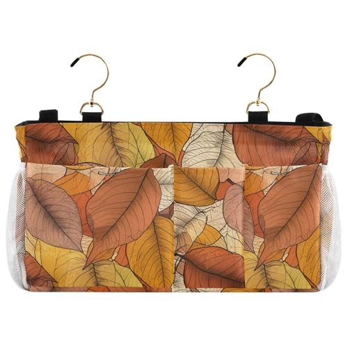 Burbuja Autumn Leaves Bedside Caddy Hanging Storage Organizer with 2 Straps and Hooks for Home College Dorm Bunk Bed Hospital Bed Crib