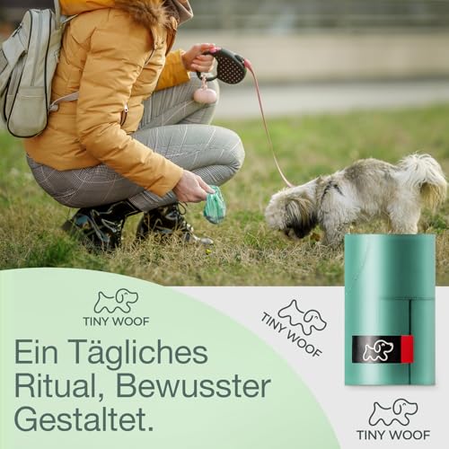Hundekotbeutel für kleine Hunde – Biologisch abbaubar & kompostierbare Hundekotbeutel mit Bindekordel | TINY WOOF Mini Kotbeutel für Hunde (360 Stück) Chihuahua, Pomeranian, Toy Poodle und Welpen
