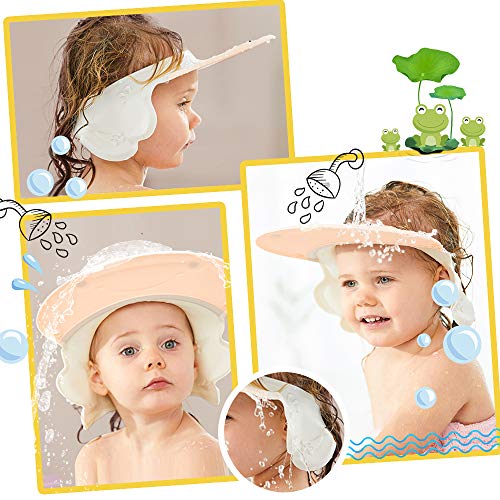 Baby Shower Hat Baby Shampoo Cap for Toddler, Infants Soft Protection Funny Safety Visor Cap, Silicone Kids Bathing Hat for Shower Pink