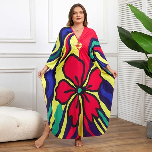 Image of Kaftan Dress for Women - Plus Size Caftan Maxi Beach Dress Moo Moos Loungewear, Swimsuit Cover Up for Beach, Pool or Vacation