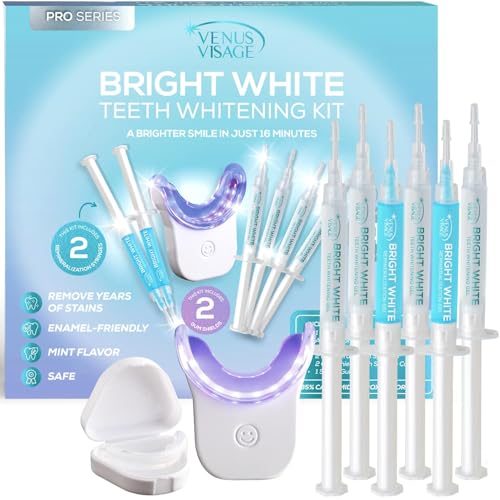Venus Visage LED Teeth Whitening Kit with 4X 35% Carbamide Peroxide Teeth Whitening Gel Syringes, 2X...