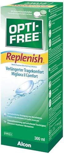 Opti-Free Replenish Solución desinfectante multiusos con estuche para lentes 10 onzas