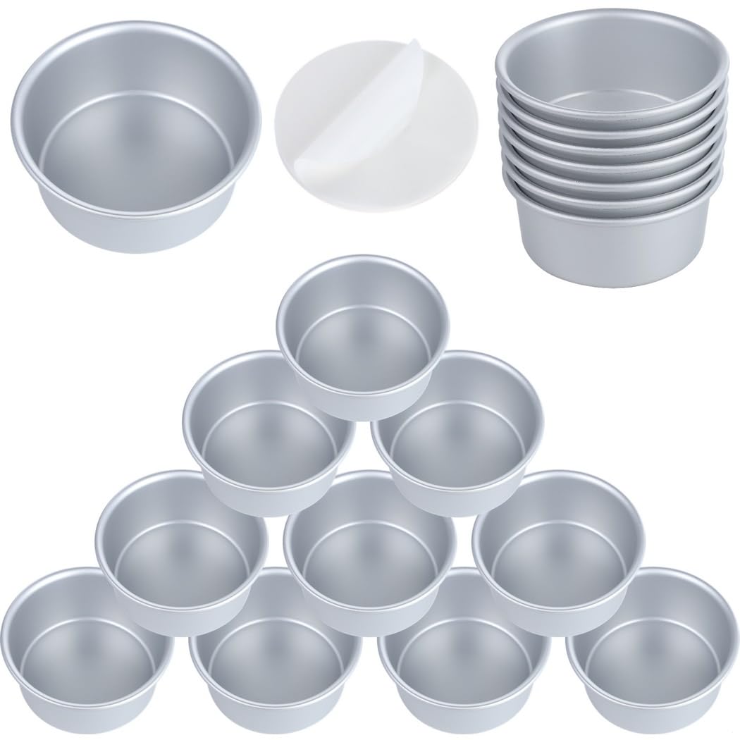 Set mit 18 runden Kuchenformen aus Aluminiumlegierung, 10,2 cm, mit 100 Backpapier für Käsekuchen, Mousse und mehr