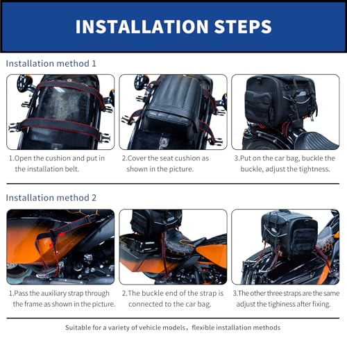 Bolsa Expandible para Maletero de Motocicleta 40-60L, Equipaje de Viaje Universal, Bolsa de Portaequipajes, Bolsa para Casco, Mochila con 6 Correas, Cubierta Impermeable miniatura 5