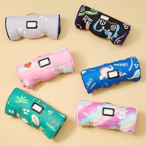 Image of MORAIS Toddler Nap Mat with Pillow and Blanket, 52 inch x 20 inch Lightweight and Soft Nap Mat for Preschool, Daycare, Travel Sleeping Bags