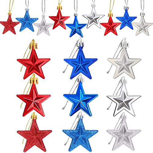 JULMELON-36Pcs-Patriotic-Star-Ornaments-Memorial-Day-Independence-Day-Labor-Day-Veterans-Day-Decorations-for-Home-Party-Christmas-Tree-Decor-Blue-Red-and-Silver JULMELON 36Pcs Patriotic Star Ornaments Memorial Day Independence Day Labor Day Veterans Day Decorations for Home Party Christmas Tree Decor Blue Red and Silver