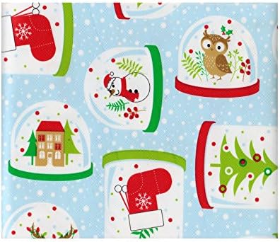 December Home Christmas Snowglobe Vinyl Tablecloth Flannel Backed (60 Round)