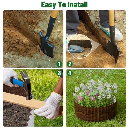 SnugNiture Corrugated Metal Garden Edging,6"×80'Sturdy Lawn Edging Border,Landscape Edging Border for Lawn, Flower Bed,Garden and Yard(Brown) by SnugNiture - Image 3