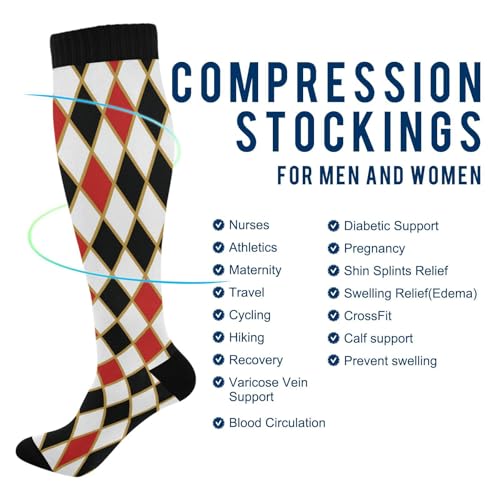 Image of Pigsaly Red White Polka Dot Womens Compression Socks Athletic Tube Sock Knee High Socks Outdoor Sport Socks