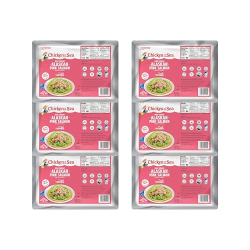 Image of Chicken of the Sea Alaskan Pink Canned Salmon in Water, 40 Ounce Cans, 6-Count - High Protein Skinless & Boneless Wild Caught Salmon - Food Service Size Delicious Wild Salmon for Burgers, Pasta, More
